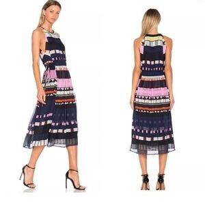 APIECE APART Lippard Multi Color Striped Chiffon Silk Midi Dress 4